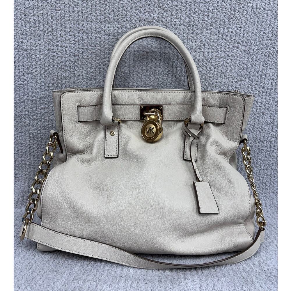 Michael Michael Kors Cream Pebbled Leather Shoulder Bag Satchel Purse #80978